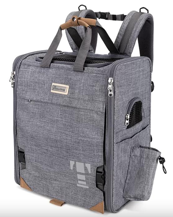 Pet Carrier with versatility to convert to a backpack.