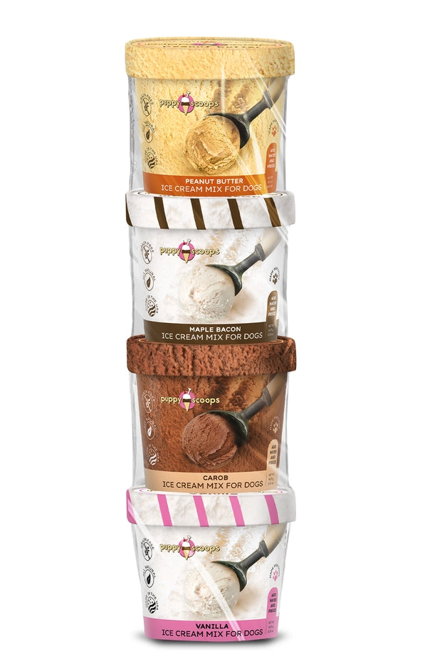 Puppy Scoops Ice Cream Mix- Variety Pack of 4 Flavors - Dog.Dog.Cat.