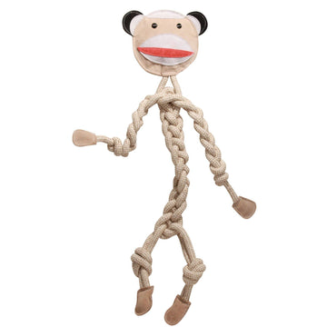 HuggleGroup - Stuey Sock Monkey Natural Rope Knottie®, L (9mm d.) Dog Toy - Dog.Dog.Cat.