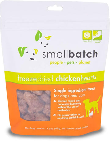 Small Batch Freeze Dried Dog Treat - Chicken Heart : 3.5 oz - Dog.Dog.Cat.