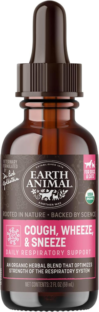 Earth Animal Supplement- Cough and Sneeze : 2 oz - Dog.Dog.Cat.