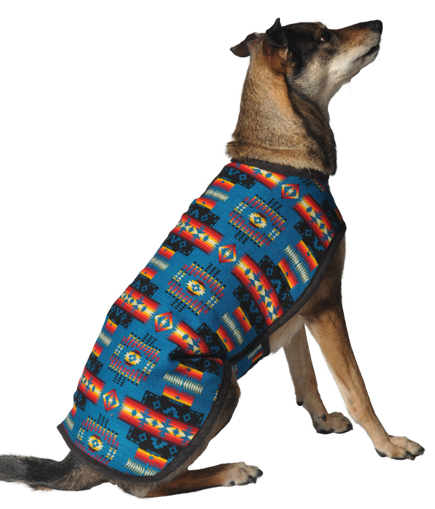 Chilly Dog Dog Blanket Coat Turquoise Southwest - Dog.Dog.Cat.