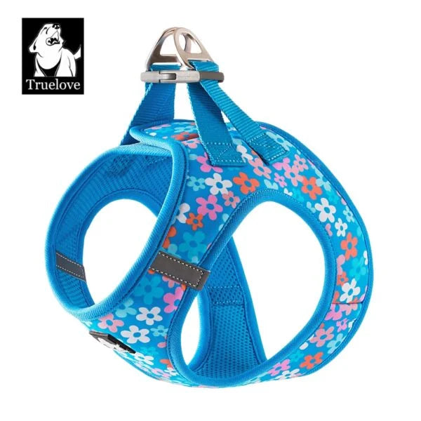 True Love Floral Print Mesh Dog Harness TLH3016- Malibu Blue - Dog.Dog.Cat.