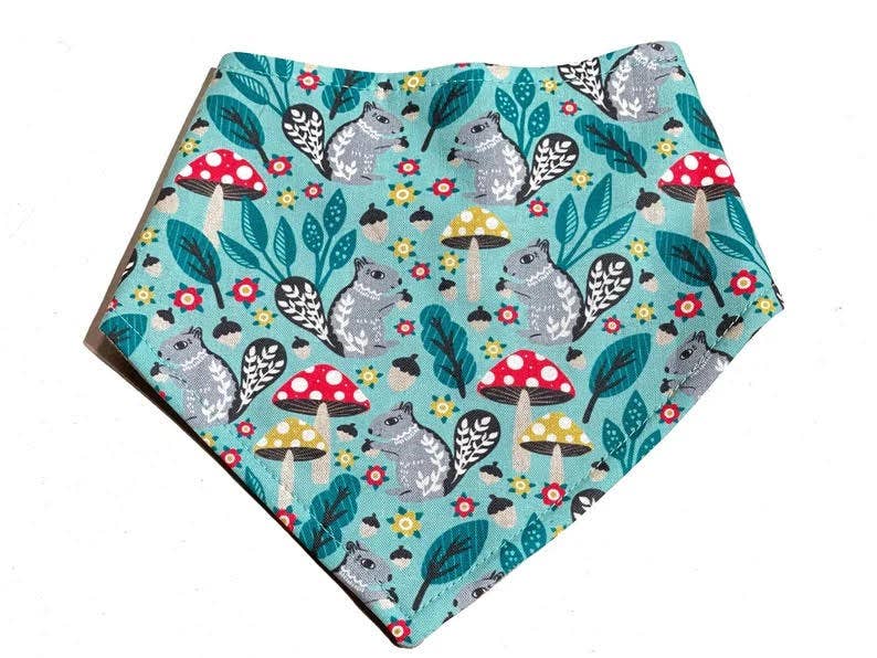 Very Vintage Designs - Feelin' Squirrely - Mint Green Squirrel Fall Autumn Snap Dog & Cat Bandana - Dog.Dog.Cat.