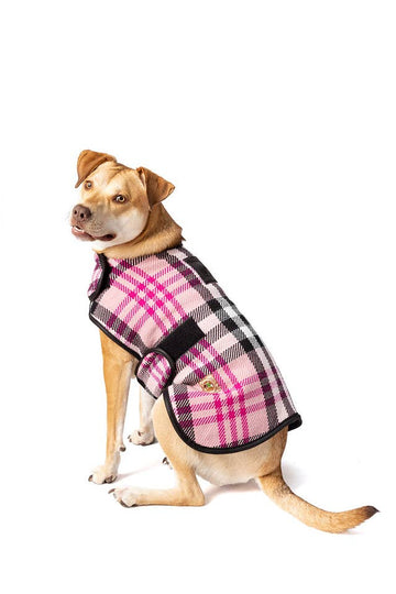 Chilly Dog Dog Blanket Coat Pink Plaid - Dog.Dog.Cat.