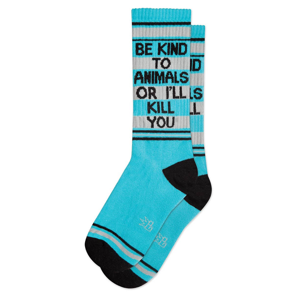 Be Kind to Animals or I'll Kill You Gym Crew Socks - Dog.Dog.Cat.