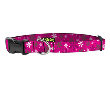 Cycle Dog - Small Ecoweave-Hot Pink Retro Flowers Dog Collar - Dog.Dog.Cat.