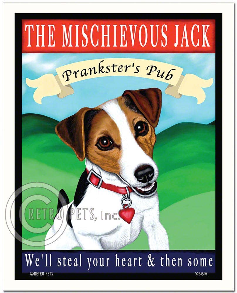 PB-106  8x10 Print, "Mischievous Jack" Tri-color - Dog.Dog.Cat.