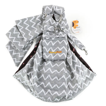 Furry Fido Chevron Grey Adjustable Pocket Pet Sling - Dog.Dog.Cat.